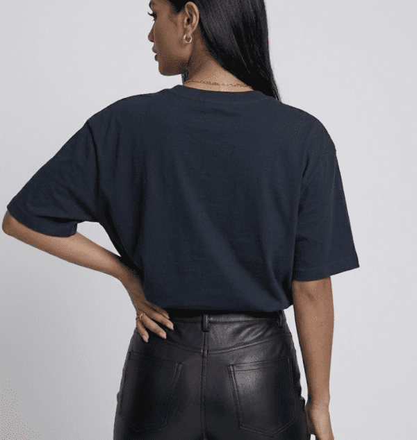 Navy Blue T-Shirt women back view Navy Blue T-Shirt women back view