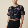 Saazion - Women - Floral Collection - Crop Top - Dark