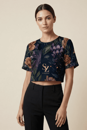 Saazion - Women - Floral Collection - Crop Top - Dark