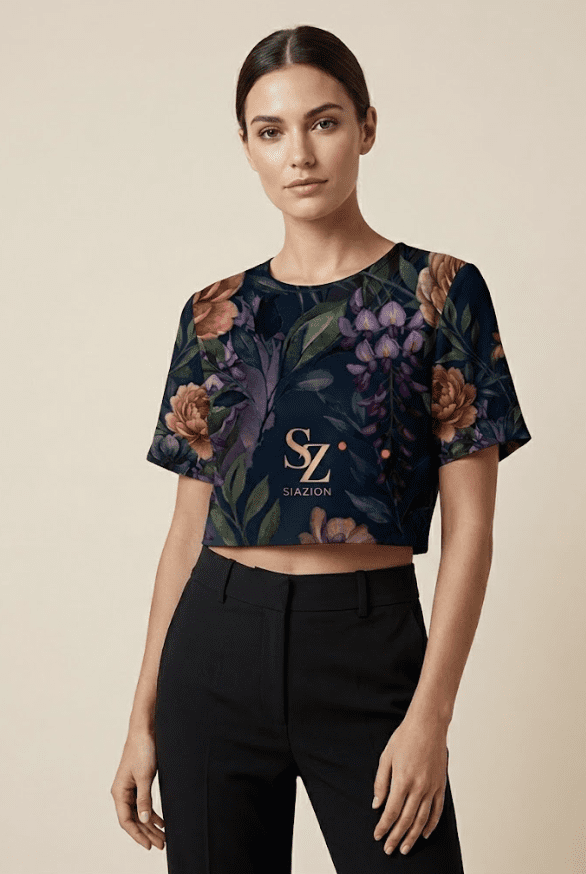 Saazion - Women - Floral Collection - Crop Top - Dark
