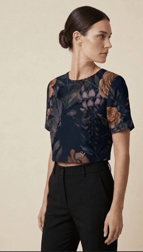 Saazion - Women - Floral Collection - Crop Top - Dark